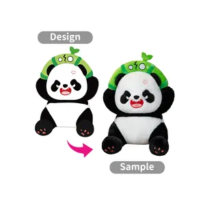 Cpc 새로운 스타일 박제 동물 대나무 팬더 장난감 귀여운 팬더 대나무 봉제 부드러운 팬더 인형 어린이 선물