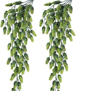 Planta Artificial de Enredadera de Lúpulo para Colgar en la Pared, Decoración Verde para Bodas, Ramo de Ratán de Plástico, 2 Piezas - Product Image 1