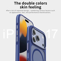 Coque Magnétique Antichoc pour iPhone 17 16 Pro Max, Sensation Luxe Mat avec Cadre Métallique pour Objectif, Étui de Téléphone Portable