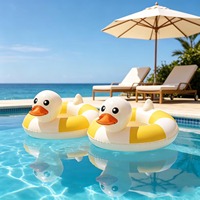 Bouée gonflable tête de canard rayée mignonne pour enfants, jouet flottant pour piscine et plage, idéal pour l'été et les jeux aquatiques