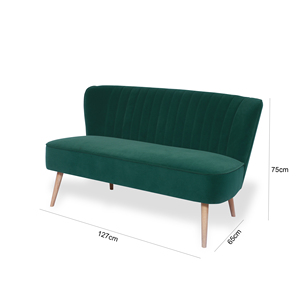 Canapés Laynsino pour salons, meubles modernes <span class=keywords><strong>sans</strong></span> accoudoirs, canapé 2 places en velours vert capitonné - Product Image 4