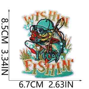 Nuevo parche termoadhesivo bordado con diseño de pesca en el mar para papá pescador, ideal para decorar bolsos y ropa. - Product Image 5