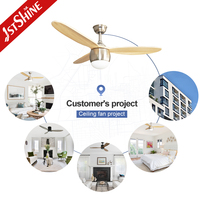 Ventilador de techo led, 3 aspas de madera maciza decorativas, 1 unidad