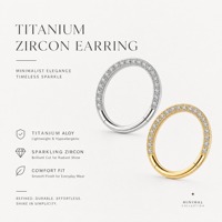Anneau clicker articulé en titane ASTM F136 G23 avec pavé de zircone cubique ovale pour septum, nez, cartilage, hélix, daith, rook, conch