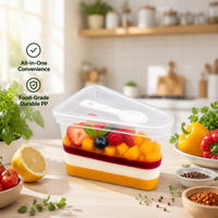 Boîte à dessert carrée jetable en PET, plateau transparent pour gâteau et sandwich, conteneur d'emballage en plastique avec fourchette