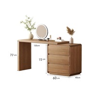 Miroir de table de maquillage moderne en forme de L Tabouret en bois rembourré réglable Meubles de rangement pour chambre à coucher