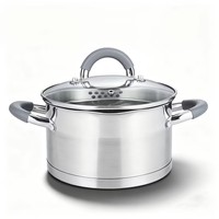 Ensemble de casseroles en acier inoxydable écologique de qualité supérieure, avec poignées en silicone anti-chaleur, passoire et couvercles en verre, compatible induction et gaz