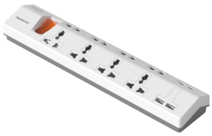 New Arrivals PRIMA <b>Wall</b> Mountable Power Strip Overload Protector Multiple <b>Socket</b> Extension Cord with 4 <b>USB</b> Fast Charge - Product Image 3