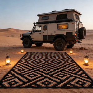 Tapis de patio réversible élégant en polypropylène tressé pour camping-car et caravane - Product Image 1