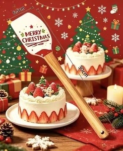 Espátula de silicona con mango de madera de haya con estampado de Feliz Navidad, raspador de crema para pasteles navideños, herramienta de repostería para cocina, regalo de Navidad - Product Image 6