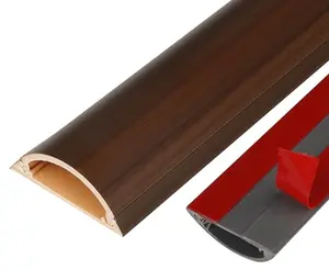PVC Wood Grain Cable Trunking Half Round Floor Wire Organizer Paintable Cable Trunking Self-Adhesive Backing