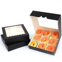 Boîtes à pâtisserie carrées en papier noir mat avec fenêtre, 10x10x2,5 pouces, 30 paquets pour boulangerie, pour beignets, commandes personnalisées acceptées