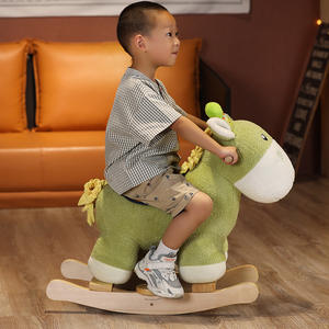 Holzmontierbares Kinder-Plüsch-Dinosaurier-Schaukelpferd mit Musikbox - Product Image 6