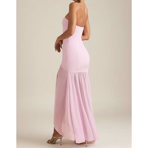 Vestido Maxi Asimétrico sin Tirantes, Estilo Princesa, Casual, Transpirable, Cintura Natural, Color Sólido, para Mujer - Product Image 2