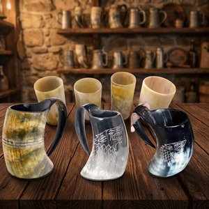 Real Viking Horn Beer Mug Handmade India Vintage Design 500ml Dishwasher <b>Microwave</b> Safe B.S International Hiking Parties Camping - Product Image 2
