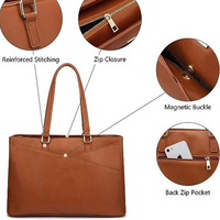 Sac d'ordinateur portable pour femme, sac de travail de bureau personnalisé, grand sac en cuir vegan imperméable, sac à main pour ordinateur portable de 15,6 pouces, fermeture éclair en polyester, portable