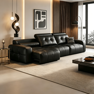 Canapé <span class=keywords><strong>Chesterfield</strong></span> italien en cuir véritable en forme de L pour salon intelligent, ensemble de canapés modulaires, mobilier de salon moderne de luxe - Product Image 1