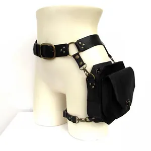 Medieval Steampunk Waist Ring Belt Pouch PU Leather Fanny Pack Leg Thigh Bag For Cosplay Costume