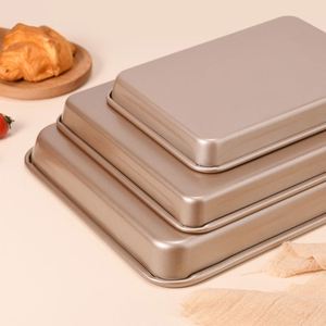 Plaque de cuisson rectangulaire dorée en acier au carbone antiadhésive pour four, qualité alimentaire, pour biscuits et gâteaux, vente en gros sur mesure - Product Image 4