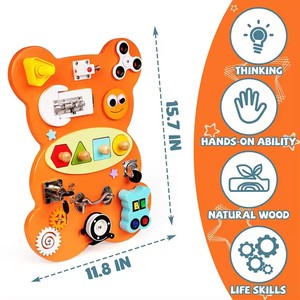 Oso de madera Montessori para bebé, tablero de dibujo ocupado de doble cara, juguetes educativos de aprendizaje inquieto para niñas con autismo - Product Image 6