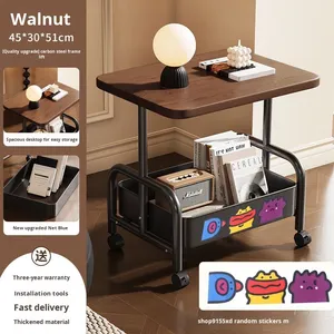 โต๊ะกาแฟเคลื่อนที่ โครงโลหะ หมุนได้ ถอดประกอบได้ ใช้ในห้องนั่งเล่น วางข้างโซฟา รถเข็นเก็บของขนาดเล็ก สำหรับใช้ในบ้าน - Product Image 6