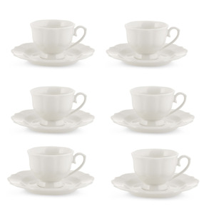 ENSEMBLE DE 6 TASSES À CAFÉ EN PORCELAINE AVEC SOUCHE EN IVOIRE 90CC - Product Image 1