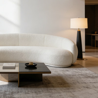 Canapé une place en tissu style crème, design moderne et simple en arc, pour petit appartement, salon, revêtement en velours côtelé, éponge haute densité