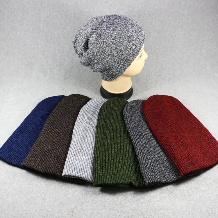 2024 wholesale Knit beanie Slouchy Thick Skull Cap beanies for women