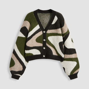 Suéter con Logotipo Personalizado OEM y ODM para Mujer, Diseño Jacquard, Prenda de Punto, Suéter de Algodón para Mujer, Cárdigan, Suéter para Chica - Product Image 2