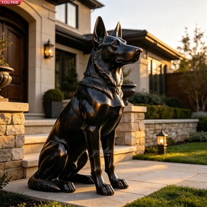 Sculpture de <span class=keywords><strong>Berger</strong></span> <span class=keywords><strong>Allemand</strong></span> assis grandeur nature en bronze YOUFINE, Statue de <span class=keywords><strong>Malinois</strong></span> en bronze pour la décoration de portail de villa, cour et aménagement paysager - Product Image 1
