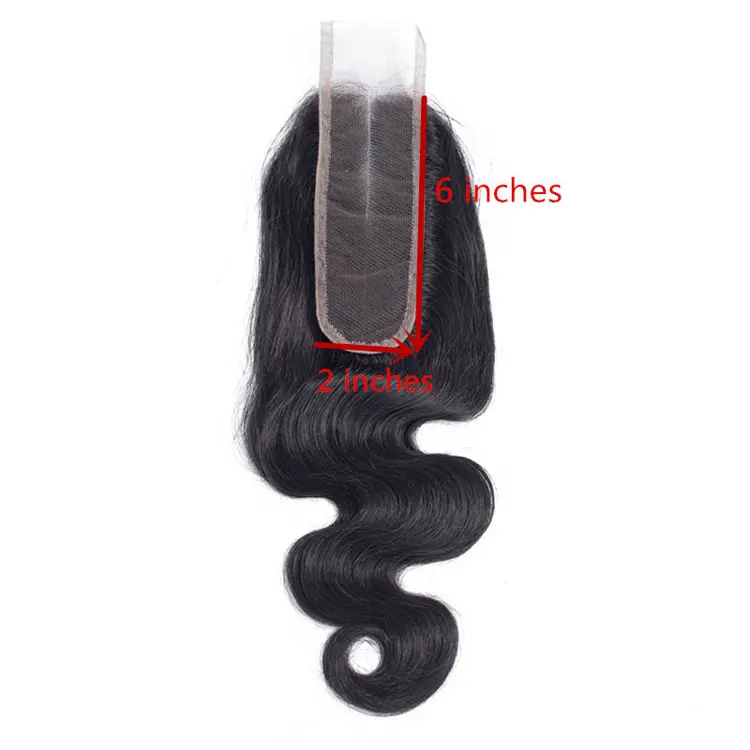 Kim K Kardashian Body Wave Closure 2 × 6 Lace Closure Deep Middle Part 100% Human Hair Natural Color Remy Closure 6-18インチ