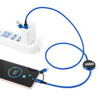 Cable de Carga Rápida de 60W con Logotipo LED Personalizado, 4 en 1, USB Tipo C, 8 Pines, para Todos los Teléfonos, Cable de Datos Trenzado