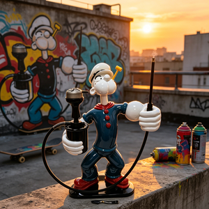 Chicha Popeye peinte en résine de 75 cm, ensemble de chicha arabe, nouveau design, chicha portable, stylo chicha en stock - Product Image 6