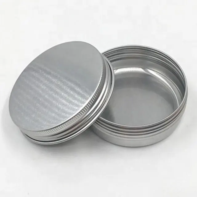 Hot sale 68*25mm 60ml 60g 2oz silver round aluminum jar aluminum tin with lid for cosmetic cream the balm ready to ship
