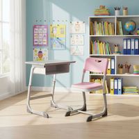Ensemble bureau et chaise pour étudiants à hauteur réglable avec structure métallique pour l'école, la salle de classe et les études