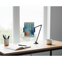 Support de bureau multifonctionnel en alliage d'aluminium et silicone, pivotant à 360 degrés, réglable en hauteur, certifié CE, avec pince de sécurité pour métal
