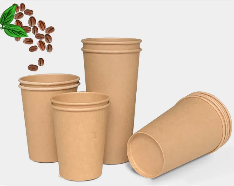 Чашки размером 14 унций из коричневой крафт-бумаги с двойными стенками, дешевый логотип на заказ, одноразовая бумажная чашка для кофе, 7 унций