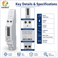 Compteur d'énergie numérique analogique intelligent monophasé YEM015SD 230V 5(30)A sur rail DIN pour la mesure des kilowattheures (kWh)