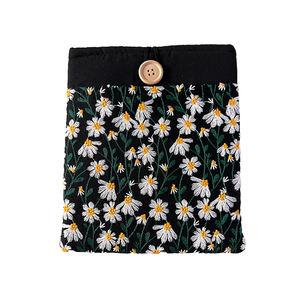 Venda quente lona forro bordado margaridas <span class=keywords><strong>kindle</strong></span> bolsa E livro protetor com bolso frontal - Product Image 1