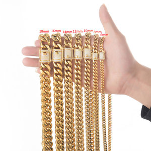 BESXL0342 collana a maglie cubane Miami 8mm 24-30 pollici in acciaio inossidabile con zircone stock di regali Unisex per bambini - Product Image 1