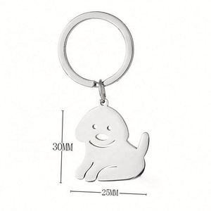 Llavero de Acero Inoxidable con Diseño de Perro que No Come Excrementos, Divertido y Bonito, Colgante Creativo para Parejas, Regalo para el Bienestar - Product Image 5