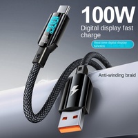 Câble de charge rapide USB-C vers C PD 5A 100W 1m avec affichage numérique LED et gaine en nylon pour iPhone 14/15/16 Pro Max et ordinateur