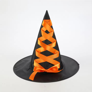 Sombrero de Bruja de Halloween Negro con Cinta y Cordones, Disfraz de Halloween para Mujeres, Madres y Maestras - Product Image 4