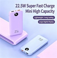 Batterie externe 22,5W PD20W à charge rapide, série de couleurs vives, affichage numérique, mini, grande capacité, approuvée par les compagnies aériennes, logo personnalisé