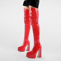Botas Altas – bottes longues au dessus du genou pour femme, chaussures à talons épais et à bout pointu, bottes hautes à plateforme, nouvelle collection 2022