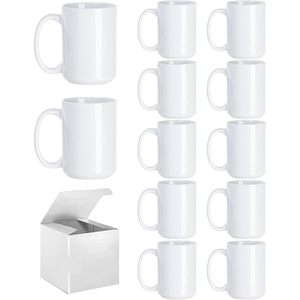 แก้วกาแฟสไตล์อเมริกันแบบซับลิเมชั่น ขนาด 15 ออนซ์ สีขาว เซรามิก ใช้กับไมโครเวฟและเครื่องล้างจานได้ เหมาะสำหรับกาแฟ ชา นม ลาเต้ ของขวัญทางธุรกิจ - Product Image 1