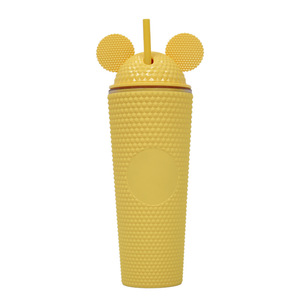 Logotipo personalizado 24oz <span class=keywords><strong>taza</strong></span> fría de plástico encantador <span class=keywords><strong>Mickey</strong></span> <span class=keywords><strong>Mouse</strong></span> oreja vaso tapa pajita lindos Vasos de cerámica agua potable para Bebidas frías - Product Image 2