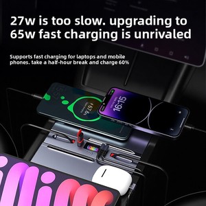 รุ่นใหม่สำหรับ Tesla รุ่น3 /y คอนโซลกลางขยายแท่นชาร์จเร็ว PD 65W USB-A/Type-C/พอร์ตไฟแช็ก - Product Image 4