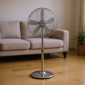 Ventilador de Pedestal Metálico Sygonix de 50W, 44.5cm x 120cm, Plateado, Oscilante, Altura Ajustable, Protección Contra Sobrecalentamiento - Product Image 2