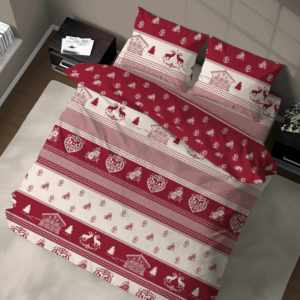 Ensemble de housse de couette Tirolo 100% coton, taille King 230x220 cm, motif rouge et blanc - Product Image 2